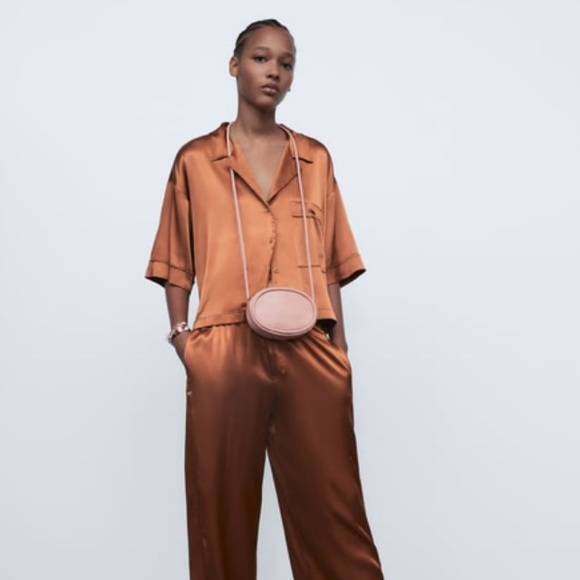 LAST Set-NWT Zara 2-P Satin Pajama Shirt & Pants - Picture 11 of 12